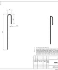 Technical drawing of J Hook Rebar Stakes Set Of 10 Extra Heavy Duty One Quarter Inch Coated Steel Ground Anchors With Chisel Point End 12 Inches Long Rust Resistant Industrial Grade Construction For Secure Soil Anchorage In All Ground Conditions showing dimensions and specifications.