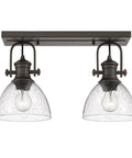 Hines Vanity Light in Rubbed Bronze with Seeded Glass Shade, Transitional Steel Fixture for Bathrooms and Hallways, 2-light design