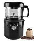 Electric Coffee Bean Roaster With Dual Roast And Cool Functions Automatic Hot Air Burner For Fresh Morning Brews Effortless Operation, black design, 1400W, with beans.