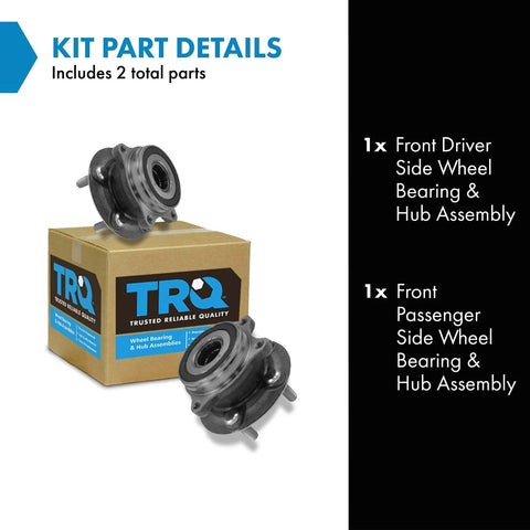 Two Piece Front Left And Right Wheel Bearing And Hub Assembly Kit Compatible With 2010 2015 Toyota Prius 2012 2015 Prius Plug In 2011 2017 Lexus CT200h Replacement With Heavy Duty Precision Fit displayed in packaging with two assemblies visible.