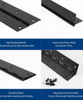 Two Pack 36 Inch by 3 Inch Black Piano Hinge Heavy Duty Stainless Steel Continuous Hinge for Cabinets Doors DIY Wood Boxes with 0.05 Inch Leaf Thickness Includes Screws and 2.36 Inch Screw Hole Spacing, shown with screws