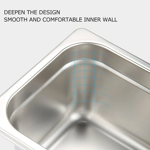 Close-up of Heavy Duty Stainless Steel Espresso Knock Box With Deep Shock Absorbing Basin For Quick Grounds Cleanup interior design.