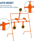 Auto Reset Steel Target For.22 Caliber Rimfire Handguns And Rifles Neon Orange 16 By 11 By 22 Inches with four flipping plates