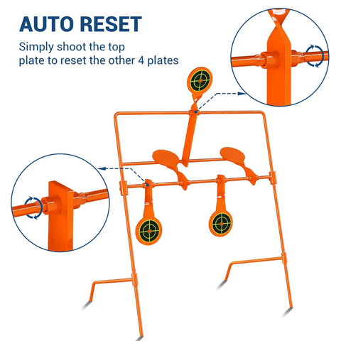 Auto Reset Steel Target For.22 Caliber Rimfire Handguns And Rifles Neon Orange 16 By 11 By 22 Inches with four flipping plates