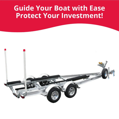 40 Inch Trailer Guide Pole Kit With Mounting Hardware For Boats Kayaks Canoes And Fishing Vessels No Fuss Visual Guide For Safe Loading And Launching Onto The Trailer White on a boat trailer