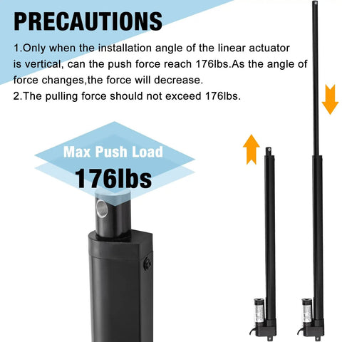 12V DC Linear Actuator 176 Lbs 800N High Speed 0.78 Inches Per Second Stroke 4 Inches IP65 Waterproof Electric Actuator shown vertically