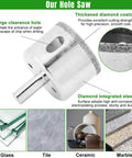 Front view of diamond hole saw bit with shank; 16pc tile kit (0.24–1.97 in) for ceramic, glass, tile, marble