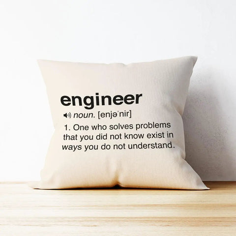 Engineering Gifts For Men Pillow Cover 18x18 Inches Durable Cotton Linen Throw Pillow Case With Black Pattern For Sofa Bed Couch