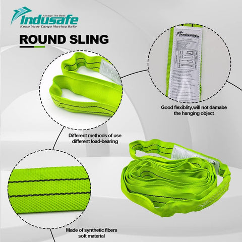 2 Pack 6 Ft Beefy Endless Round Slings 2 Inch Spanset Round Slings Polyester Endless Loop Lifting Straps With 5300 Lb Vertical Capacity Heavy Duty Rigging Straps For Lifting And Towing, green color with product details