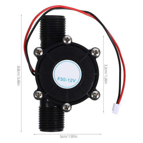 Front view of Two Pack Portable Mini Hydro Turbine Generator For Water Power DIY Projects Outdoor Research And Hobby Use With DC Output Micro Hydroelectric Generator For Experiments And Maker Friendly Use showing dimensions.