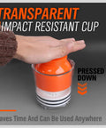 Premium Wheel Bearing Packer Tool Kit with self-contained piston, transparent impact-resistant cup, pressed down by a hand
