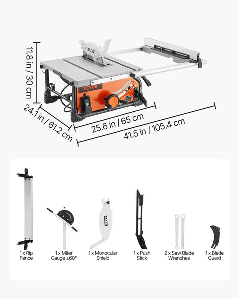 Rock Solid Portable Jobsite Table Saw Packing A Boss 15 Amp Motor And A Lightning Fast 4500 RPM Spin Cuts hardwood with precision accessories included.