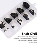 Heavy Duty E Clip Snap Circlip Kit 120 Pieces Manganese Steel Retaining Rings in 10-compartment box