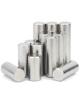 304 Stainless Steel Locating Dowel Pins A2-70 Grade Precision Fit For Industrial Gear Repair Smooth Ends And Chamfered Tips Easy Install M1 To M5 Sizes shown in a stacked arrangement.