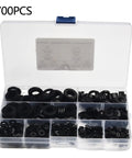 Nylon Flat Washer Set 700 Pcs M2 To M12 Metric White Plastic Gaskets Seal Rings For Electrical Automotive Marine Appliances And DIY Projects With Organized Storage Box Included, open box