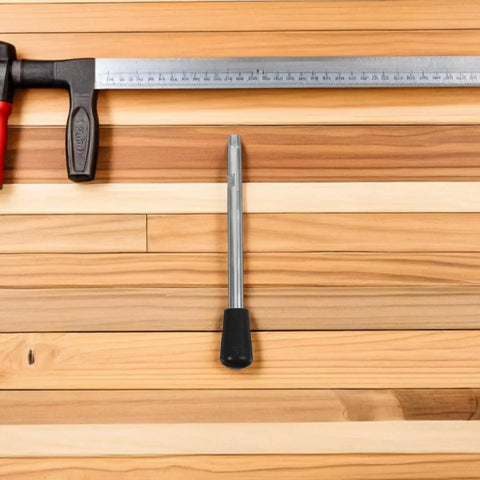 Two Pack M10 Threaded Clamping Rod Handles Metal Revolving Handwheel displayed on wooden surface