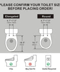 Diagram comparing toilet sizes for Top Tier Electric Heated Bidet Toilet Seat For Elongated Toilets With Soft Close Lid Warm Air Dryer.