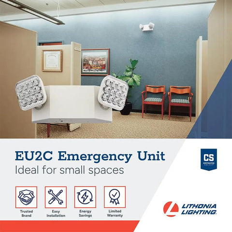 Basics LED Emergency Light With Dual Adjustable Lamp Heads For Wall Mount Go To Backup Power 90 Minute Battery Backup