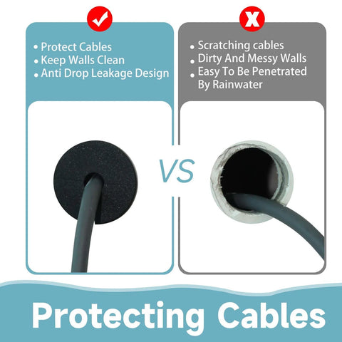 Comparison of Starlink Cable Routing Kit with silicone grommet vs bare wall hole for cable management