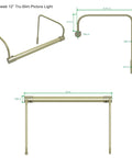 Dimensions of 12 Inch Tru Slim Antique Brass LED Picture Light With Adjustable Arm Plug In 2700K Warm White Toggle Switch