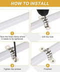 Installation steps for Heavy Duty 24 Pack 10mm 304 Stainless Steel Rigid Pipe Straps U Brackets with self-tapping screws and two hole clamp.