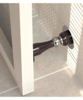 Stainless Steel Magnetic Door Stopper With Strong Hold Safety Catch For Interior Rooms And Bedrooms In Sleek Black Design to limit door movement.