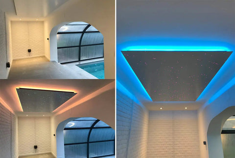 Starlight Fiber Optic Headliner Light Kit For Cars, 450 Fibers, 6W RGBW Engine, 0.03 Inch End Glow Cables, room installation
