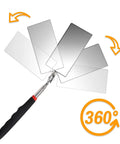 Extendable Inspection Mirror 12 To 30 Inch Reach Flexible Rectangle Mirror with retractable handle, 360-degree rotation view