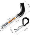 Heavy Duty Trailer Hitch Pins And Clips Four Pack, 5/8 Inch Diameter With Rubber Coated Black Grip, 3-1/2 Inch Usable Length