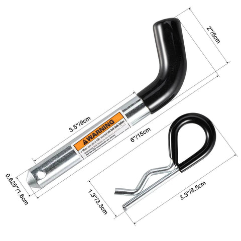 Heavy Duty Trailer Hitch Pins And Clips Four Pack, 5/8 Inch Diameter With Rubber Coated Black Grip, 3-1/2 Inch Usable Length