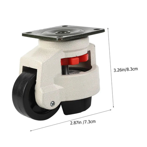 4-Piece Heavy Duty Swivel Caster Set 3 Inch With Plate Mounts Built Tough Adjustable Leveling Wheels For Workbenches Industrial Equipment And Transport Nylon Wheels On Rugged Aluminum Bodies, single caster with 3.26in height