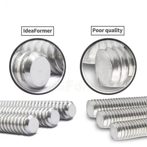 Smooth And Strong 8mm T8 Trapezoidal Lead Screw Kit With Brass Nut, Featuring Precision Threads And Low Friction For Perfect Lifting Projects At 200 To 600mm Lengths showing smooth vs poor thread finish