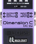 Dimension C Guitar Pedal With Waza Craft Analog Chorus, Four Button Preset Interface, purple pedal front view