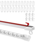 No Drill Adhesive Curtain Track With 10.5ft Ceiling And Wall Mount, Heavy Duty Curtain Rail Supports Up To 18lbs, hooks and clips visible
