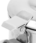 Detail of handle and lid mechanism of Slick Stainless Steel Teapot With Fine Mesh Strainer 500ML Capacity Stovetop Tea Kettle.