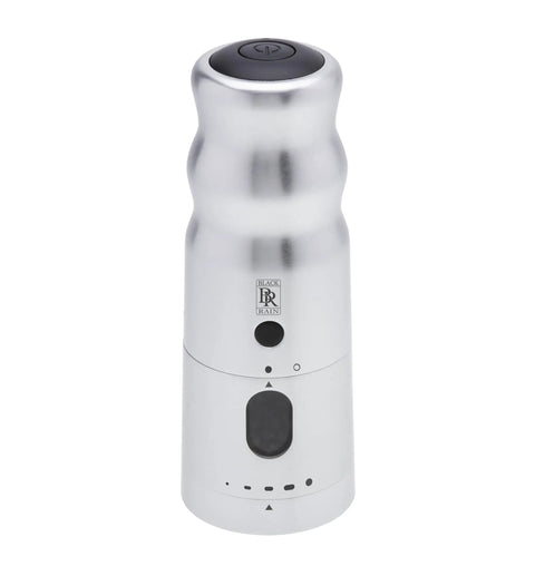 Brushed silver finish Electric Pepper Grinder With LED Light No Fuss One-Touch Operation, rechargeable, professional grade