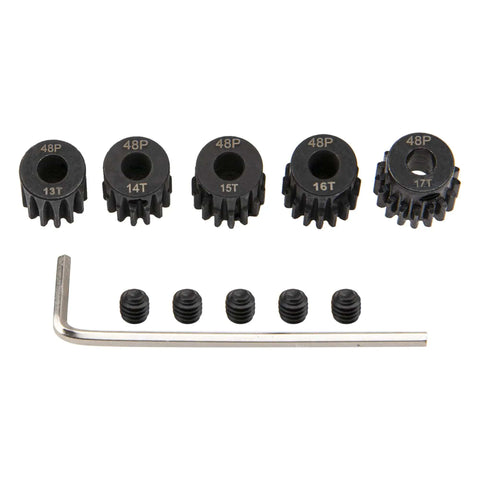 Beefy 48P Pinion Gear Set Five Pack For 1 By 10 RC Cars With 3.175mm Shaft 13T 14T 15T 16T 17T Hardened Steel Fits Arrma HPI Kyosho Losi