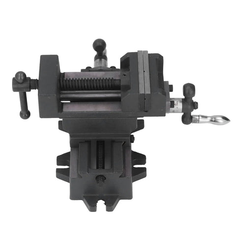 Saskate Cross Slide Machine Vise 3 Inch Cast Steel Bench Vise For Milling Drill Press With Precision Handwheel 01mm Increments top view