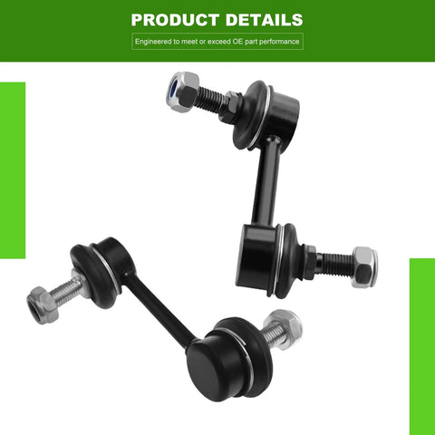 Beefed-Up 12-Piece Front Suspension Kit With Upper And Lower Control Arms, Ball Joints, Tie Rods, And Sway Bars For Acura TSX 2004-2008 And Honda Accord 2003-2007 2.4L black sway bar links