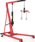 Heavy Duty Hydraulic Engine Hoist With Lever 1.5 Ton Capacity 3000 Lbs Shop Crane Telescopic Boom 4 Swivel Casters Cherry Picker Lift