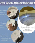 Installation steps for Toilet Bowl Night Light With Motion Sensor And 16 Color Changing LEDs, Auto Off After 2 Minutes If No Motion