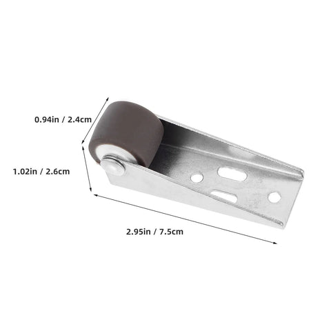 4 Pack Heavy Duty Sliding Door Rollers With 0.8 Inch TPE Rubber Wheels Silent Barn Door Casters showing a single metal roller with TPE wheel dimensions.