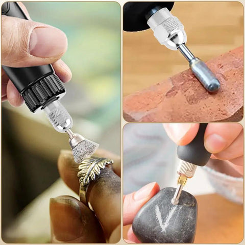 Pro Grade Drill Chuck Collet Set For Rotary Tools engraving silver ring, stone carving, and grinding brick detail work