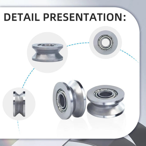 Premium Carbon Steel V Groove Bearings 20 Pack Double Shielded Pulley Rollers For Linear Guide Rails image showcasing detailed roller mechanisms.