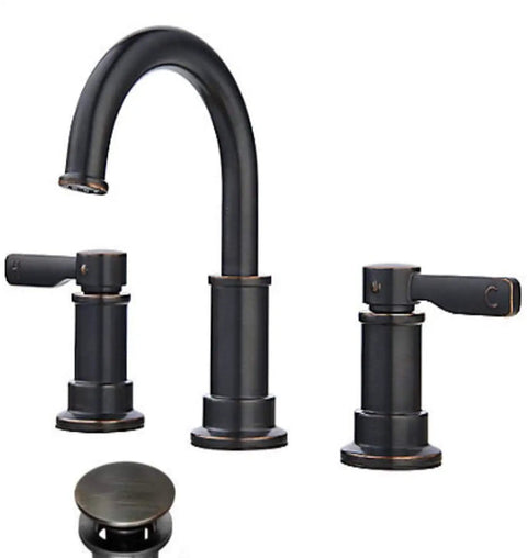 Breckenridge 8 Inch Widespread Bathroom Faucet In Tuscan Bronze With Pforever Seal Ceramic Disc Valve ADA Compliant Never Leak Tech For Low Maintenance And A Slick Modern Rustic Look That Ups Your Vanity Game
