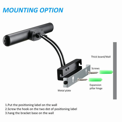 Mounting option for Wireless LED Picture Light With Remote And Rechargeable Battery 3 Color Temperature Modes Dimmable 300 Lumens 32 LEDs