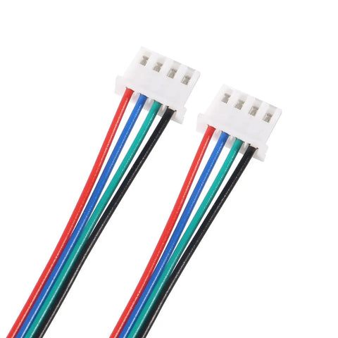 Bulletproof Six Pack 3D Printer Stepper Motor Cables One Meter Long with colored wires and white connectors for Nema 17 upgrades.