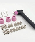 Pro Grade 26 Piece Thermal Torch Cutter Consumables Kit With Nozzles And Tip Cups Ceramic Copper Parts For SG55 SG5 A60 Durable Replacement Set For Metal Cutting DIY Garage And Workshop Maintenance, pink cups and nozzles
