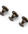 Slick Screw On Brads For Leather Crafts Dope Flat Head Rivets 5mm Copper Brass Repair Fasteners showing three anti rust decorative studs.