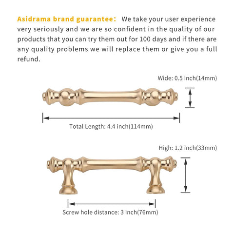 20 Pack 3 Inch Brushed Brass Kitchen Cabinet Handles Set Gold Cabinet Pulls Hardware With Top Notch Finish For Cupboards And Drawers